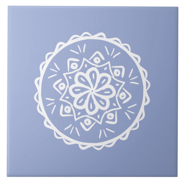Azulejo De Cerâmica Blueberry Mandala (Frente)