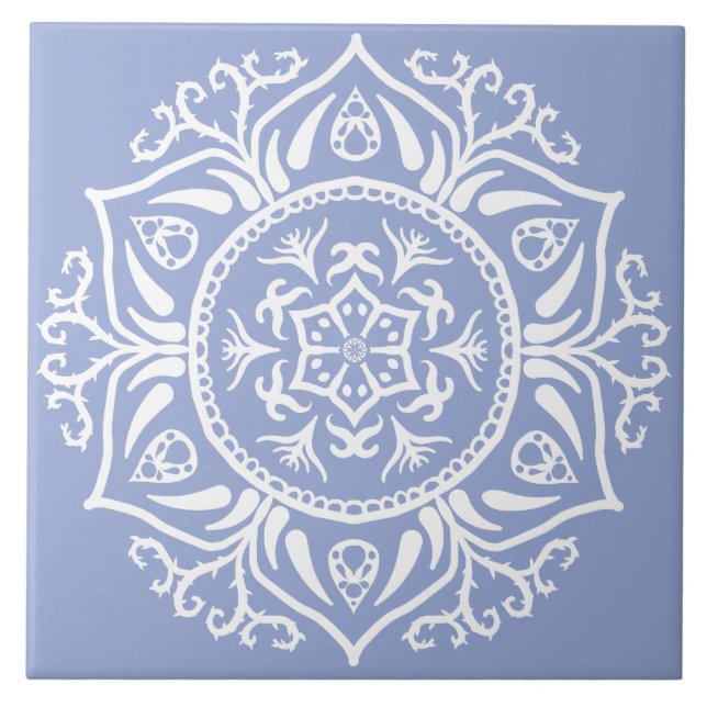 Azulejo De Cerâmica Blueberry Mandala (Frente)