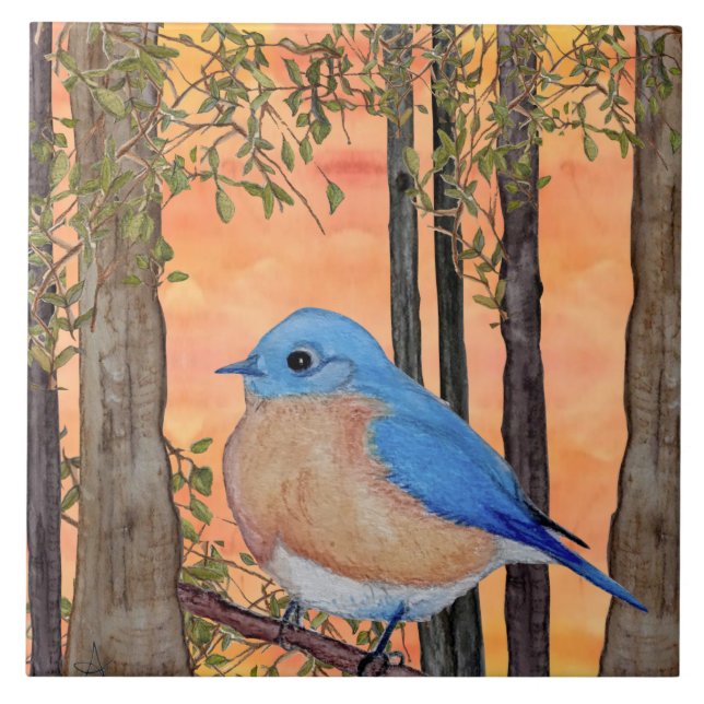 Azulejo De Cerâmica Bluebird Ceramic Tile, Large (Frente)