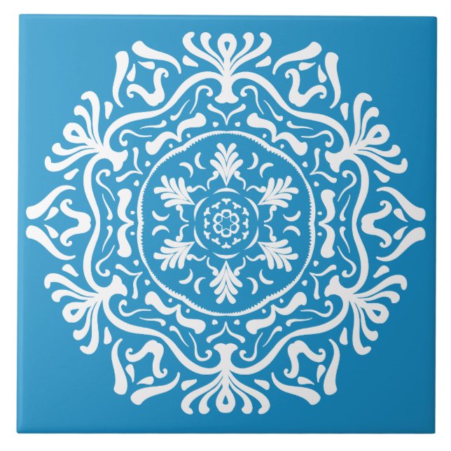 Azulejo De Cerâmica Bluebird Mandala (Frente)