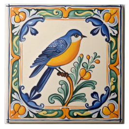 Azulejo De Cerâmica Bluebird Mediterranean Blue Bird Folk Animal