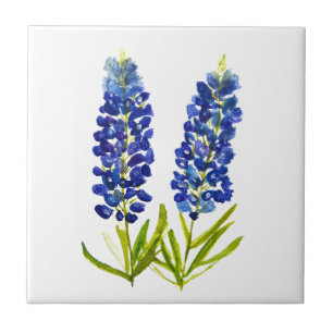 Azulejo De Cerâmica Bluebonnets Texas State Flowers Lupine Watercolor
