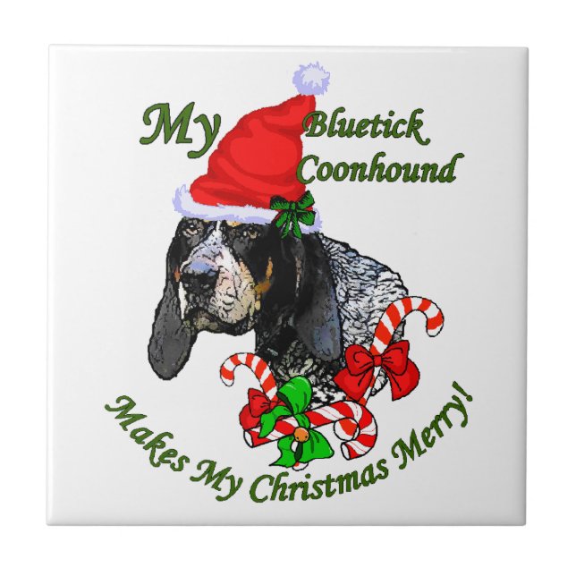 Azulejo De Cerâmica Bluetick Coonhound Natal (Frente)