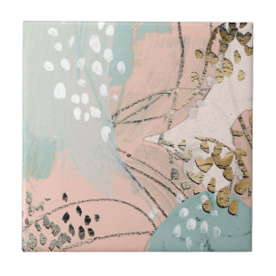 Azulejo De Cerâmica Blush e Dourado I