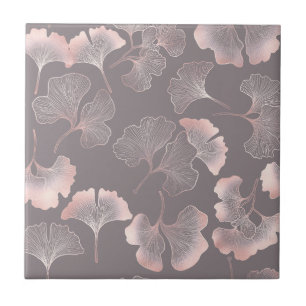 Azulejo De Cerâmica Blush Ginkgo Luxe – Botânica Dourada em Preto (5)