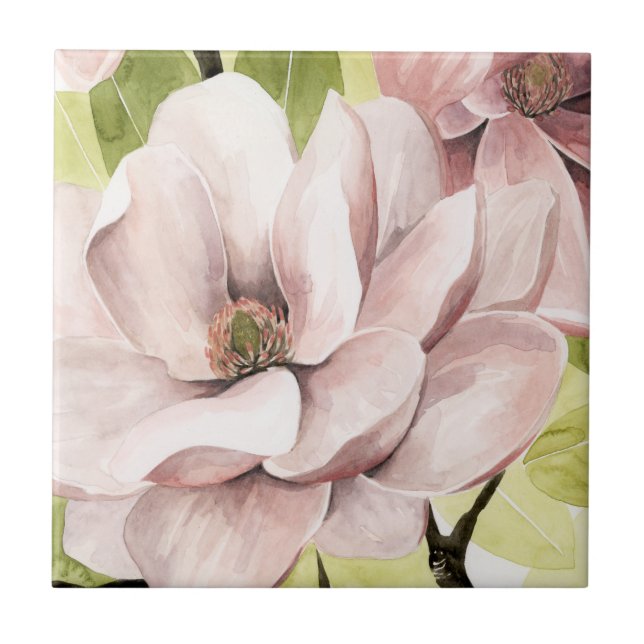 Azulejo De Cerâmica Blush Magnolia Flowers (Frente)