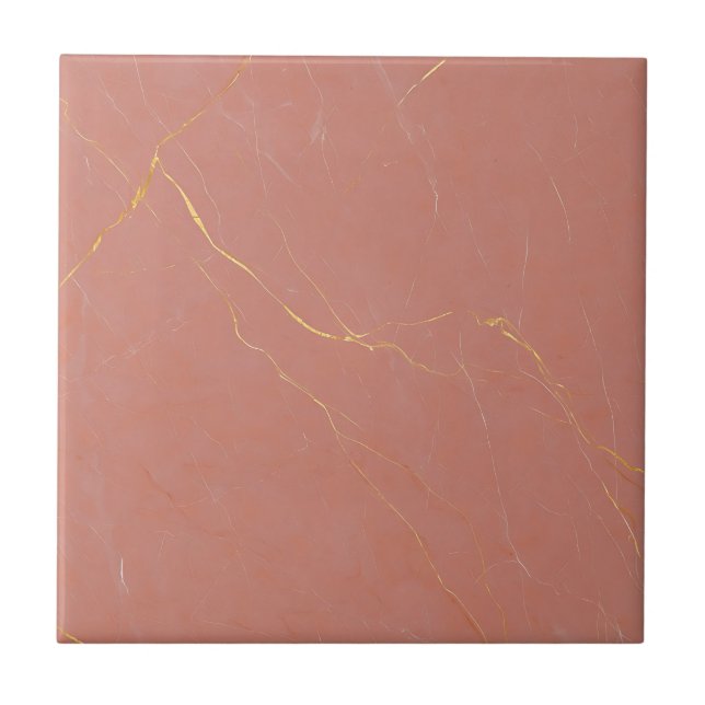 Azulejo De Cerâmica Blush Pink Gold Marble Pattern (Frente)