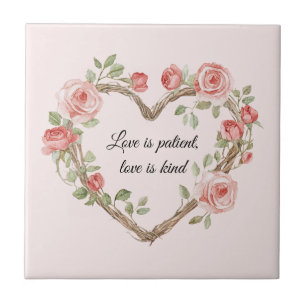 Azulejo De Cerâmica Blush Romântico Rosa Floral Amor