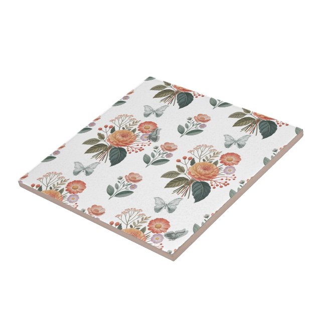 Azulejo De Cerâmica Blütenzauber mit Schmetterlingsflügeln (Lateral)