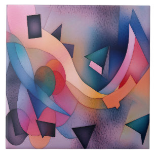 Azulejo De Cerâmica "Boat On Water" Arte Abstrato Contemporânea