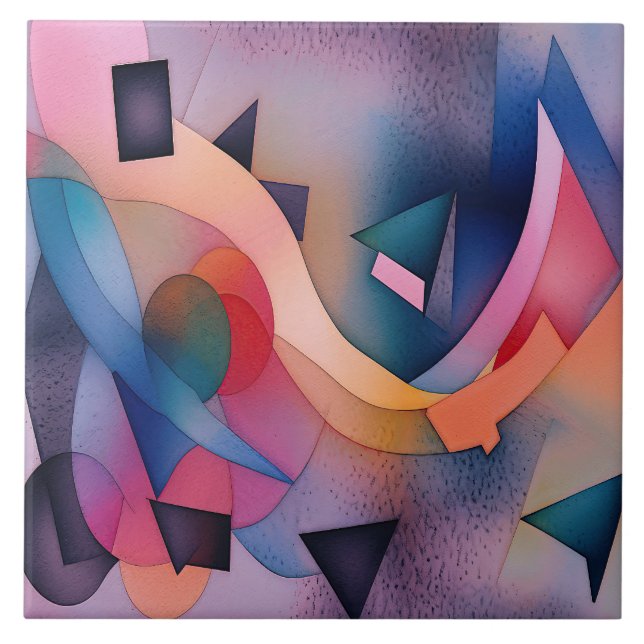 Azulejo De Cerâmica "Boat On Water" Arte Abstrato Contemporânea (Frente)