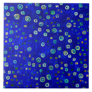 Azulejo De Cerâmica Bohemian Blue Art Nouveau