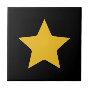 Azulejo De Cerâmica Bohemian Modern Boho Yellow Dourada Star Black