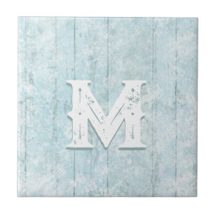Azulejo De Cerâmica Boho Beach Wood Rustic Monograma Coastal Modern