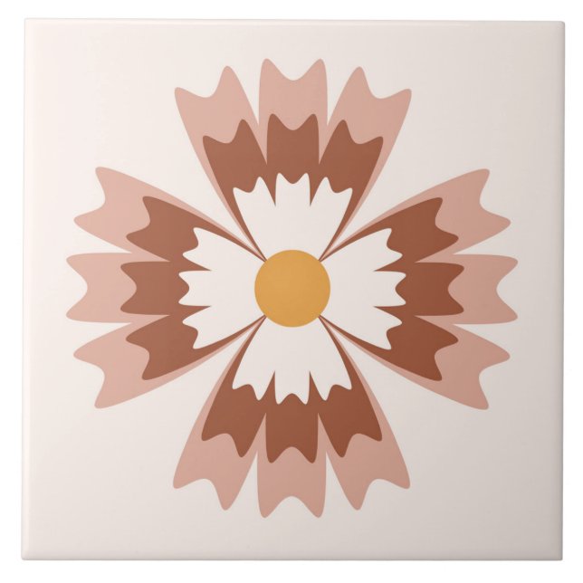 Azulejo De Cerâmica Boho Blocks Floral (Frente)