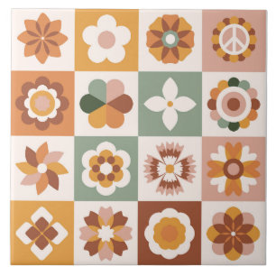 Azulejo De Cerâmica Boho Blocks Floral