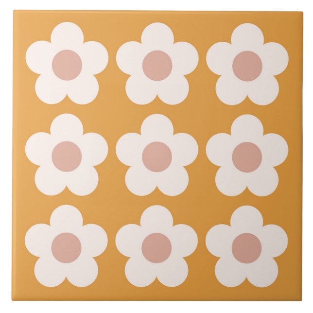 Azulejo De Cerâmica Boho Blocks Floral (Frente)