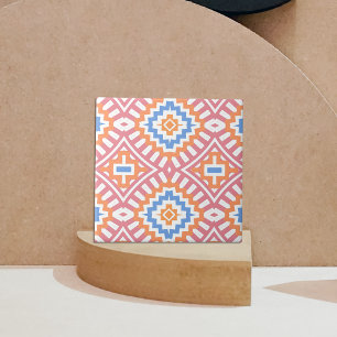 Azulejo De Cerâmica Boho Chic Orange Amarelo Cor-de-Rosa Geométrico