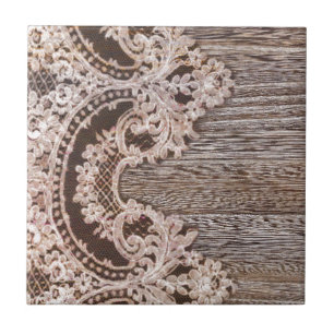 Azulejo De Cerâmica boho chic Rustic Western Country Barn Wood Lace