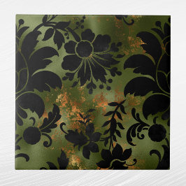 Azulejo De Cerâmica Boho Copper Black Green Floral