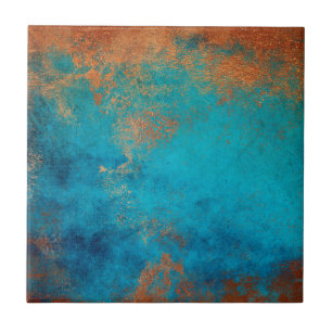 Azulejo De Cerâmica Boho Copper Blue Rustic
