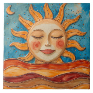 Azulejo De Cerâmica Boho Desert Sun