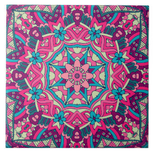 Azulejo De Cerâmica Boho Festivo Mandala