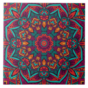 Azulejo De Cerâmica Boho Festivo Mandala