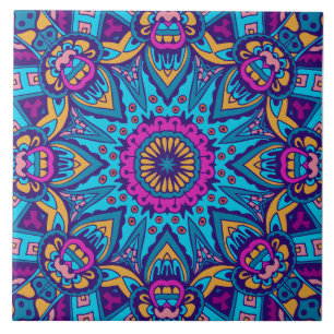 Azulejo De Cerâmica Boho Festivo Mandala