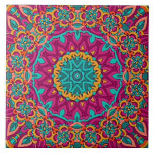 Azulejo De Cerâmica Boho Festivo Mandala