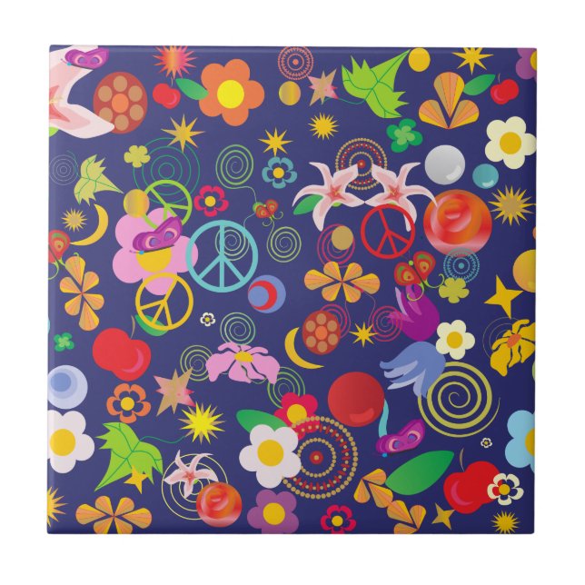 Azulejo De Cerâmica Boho floral (Frente)
