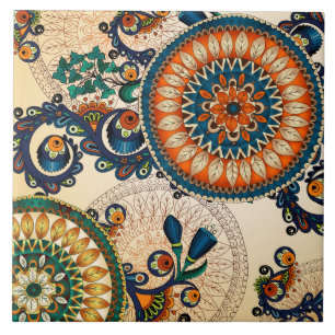 Azulejo De Cerâmica Boho Funky Trendy Retro Abstrato Patterno