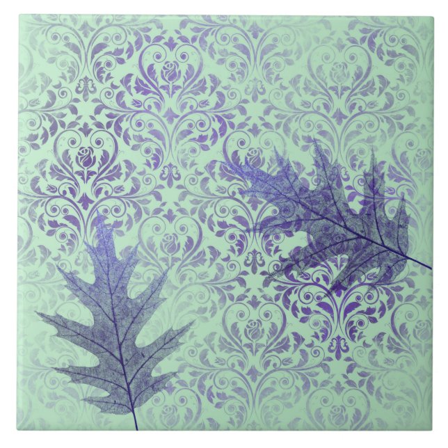 Azulejo De Cerâmica Boho Green Purple Folaves (Frente)