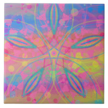 Boho Hippie Tie Dye Neon Pastel Mandala Abstrato