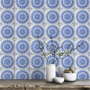 Azulejo De Cerâmica Boho Indigo Marinho azul flor de Mandala