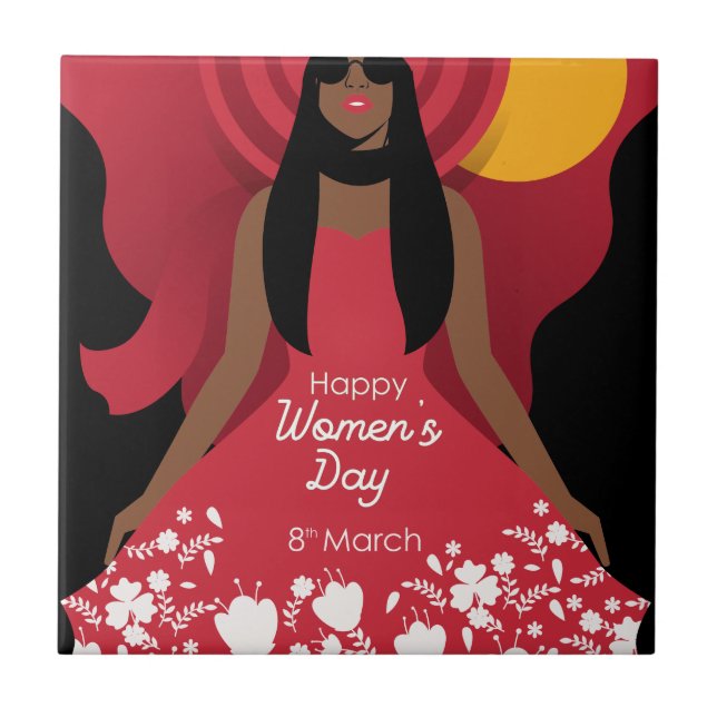 Azulejo De Cerâmica Boho International Mulheres Day (Frente)