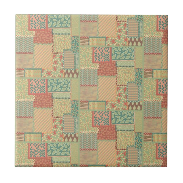 Azulejo De Cerâmica Boho Patchwork (Frente)