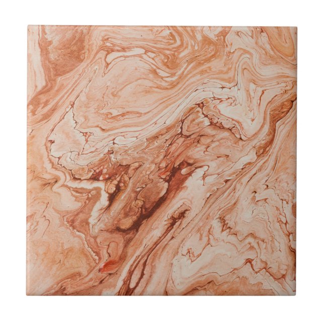 Azulejo De Cerâmica Boho Rust Marble Effect Earthy Abstrato (Frente)