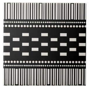 Azulejo De Cerâmica Boho Scandinavian Lines Dots Black White