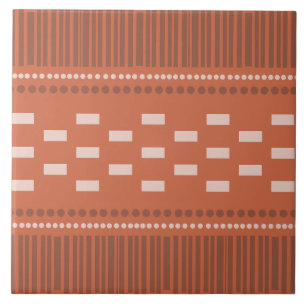 Azulejo De Cerâmica Boho Scandinavian Lines Dots Rust