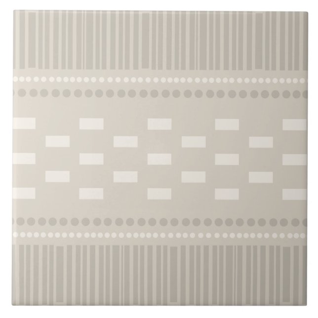 Azulejo De Cerâmica Boho Scandinavian Lines Dots Taupe (Frente)