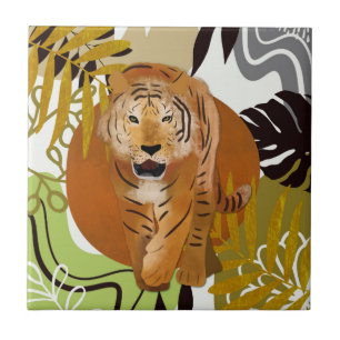 Azulejo De Cerâmica Boho Tropical Jungle Tiger