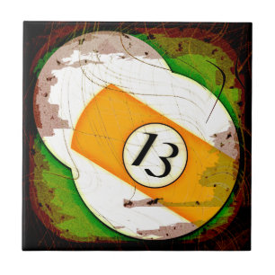 AZULEJO DE CERÂMICA BOLA DE BILHAR NÚMERO 13