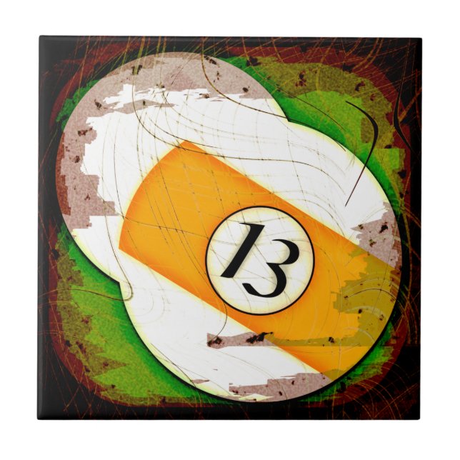 AZULEJO DE CERÂMICA  BOLA DE BILHAR NÚMERO 13 (Frente)