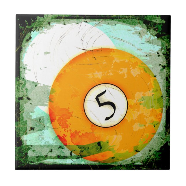 AZULEJO DE CERÂMICA  BOLA DE BILHAR NÚMERO 5 (Frente)