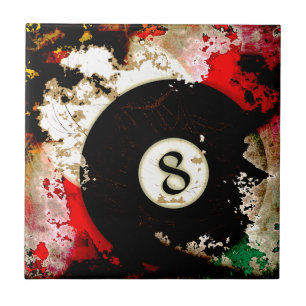 AZULEJO DE CERÂMICA BOLA DE BILHAR NÚMERO 8