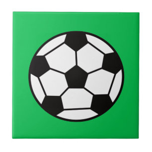 Azulejo De Cerâmica Bola Engraçada De Futebol Em Fundo Verde