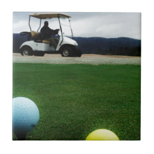 Azulejo De Cerâmica bolas e carrinho de golfe coloridos