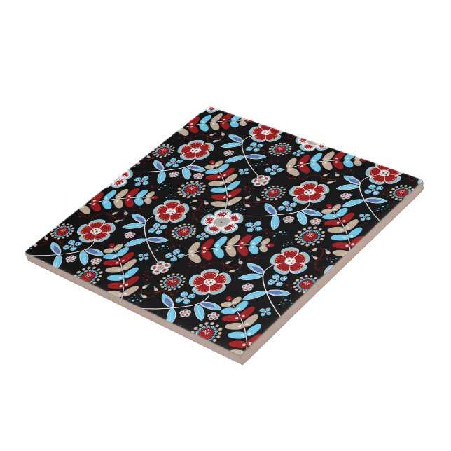 Azulejo De Cerâmica Bold Folk Floral Pattern (Lateral)