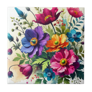 Azulejo De Cerâmica Bold Watercolor Floral